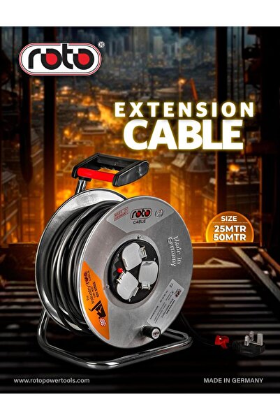 Roto Extension Cable Reel – Heavy Duty, 25m / 50m, 3-Socket, Made in Germany