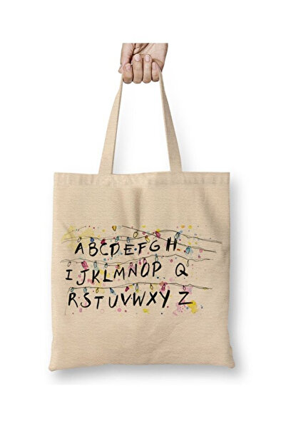 Toyaso Stranger Things Alphabet Christmas Lights Різдвяна тканинна сумка з довгими ручками для покупок