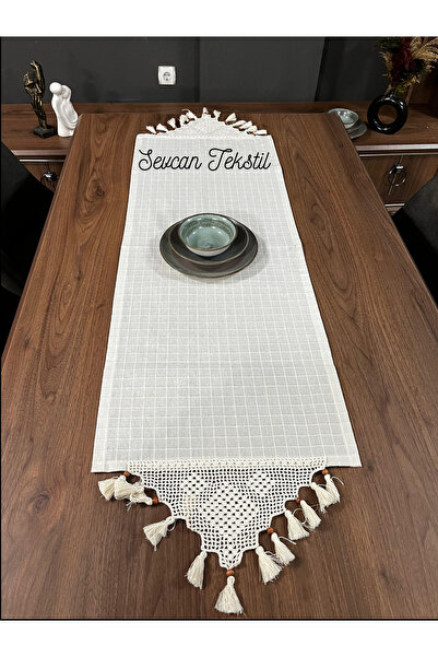 SEVCAN TEKSTİL El Dantelli Monika Runner Buldan İşi Monika Sehpa Masa Örtüsü ...