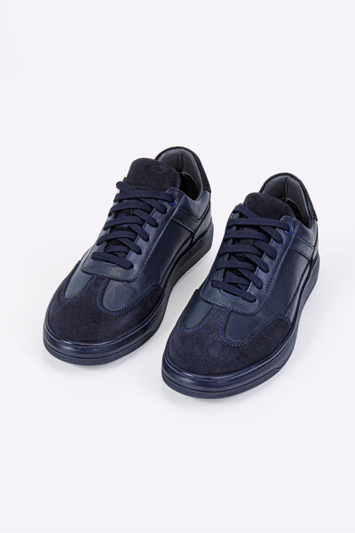 Vantaggio Lucero Navy Blue 100% Genuine Leather Men's Sneaker Shoes