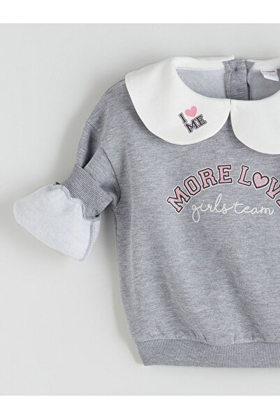 LC Waikiki LCW Kids Bebe Yaka Kız Çocuk Sweatshirt ve Eşofman Altı