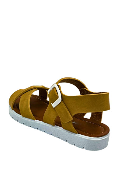Moda Lime Girl's Baby Comfortable Open-Front Wedge Heeled Buckle Flexible Easy-To-Wear Sandals Slippers