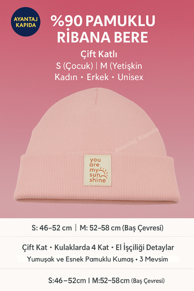 Mustran Cotton Ribbed Beanie Double Layer Windproof Winter Hat Men Women Children Unisex Fashion 2025
