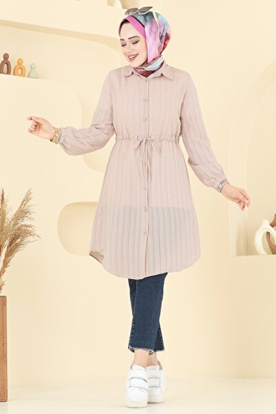 ModaMerve Beli Tünelli Tesettür Tunik 3061KTR750-MS Bej