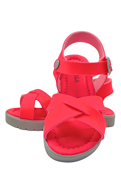 Moda Lime Girl's Baby Comfortable Open-Front Wedge Heeled Buckle Flexible Easy-To-Wear Sandals Slippers