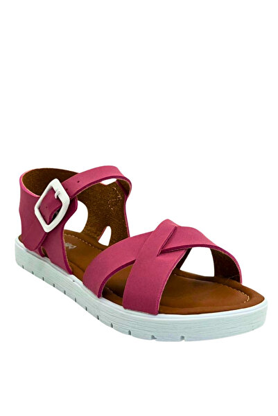 Moda Lime Girl's Baby Comfortable Open-Front Wedge Heeled Buckle Flexible Easy-To-Wear Sandals Slippers