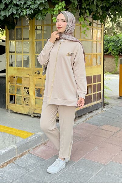 Moda Rosa 26K2241 - BEJ - CEKETİ ÇİÇEKLİ MODAL İKİLİ TAKIM