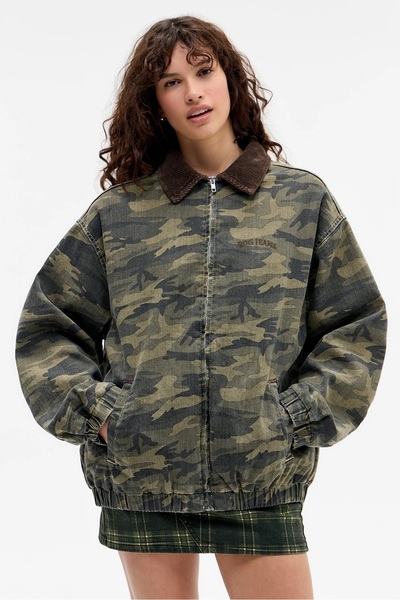 september island Camouflage Pattern Oversize Coat Jacket