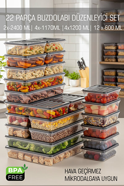 FİTHOME 22 Piece Fresh Refrigerator and Freezer Organizer Difriz In-Cabinet Organizer