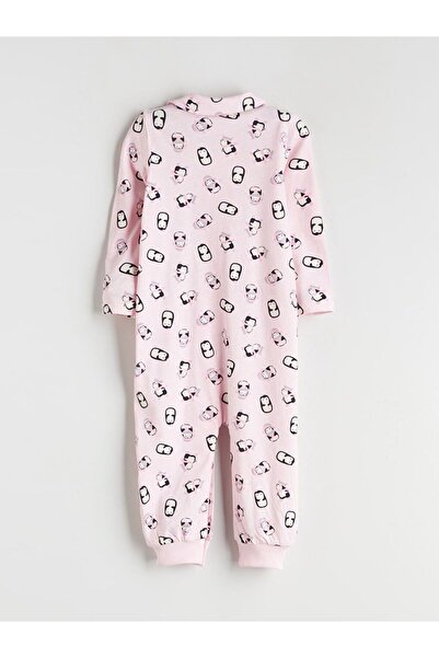 LC Waikiki Lcw Eco Shirt Collar Long Sleeve Printed Baby Girl Romper