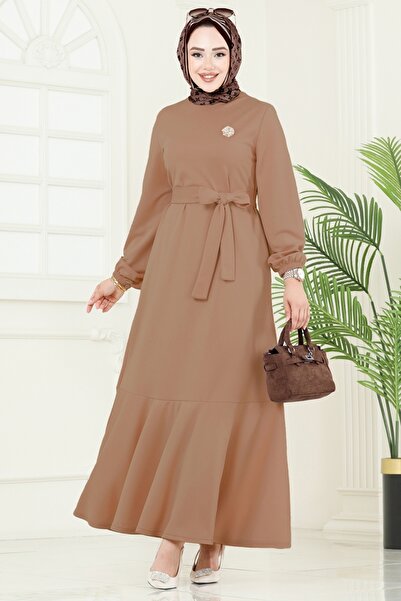 ModaMerve Beli Kemerli Mira Elbise 23028UKB139-MS Vizyon