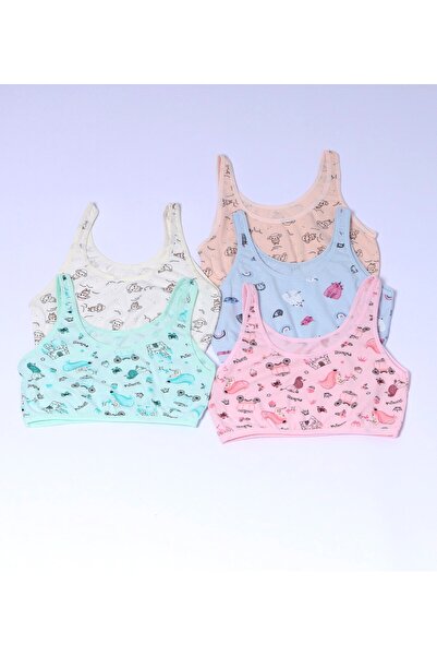 DK İÇ GİYİM ДІВЧАТКОВИЙ БЮСТІЄ З ВІЗЕРУНКОМ, ТОЛСТИМИ ПЛЕЧАМИ, 5 ШТ. У КОМПЛЕКТІ
