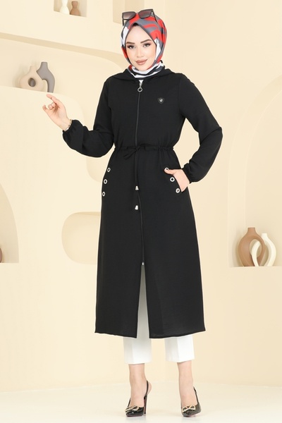 ModaMerve Arma Detaylı Tesettür Kap 2030TRT545-MS Siyah