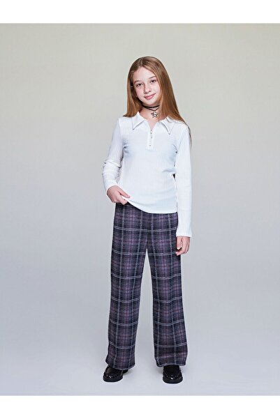 LC Waikiki LCW Kids Elastic Waist Plaid Girls' Trousers