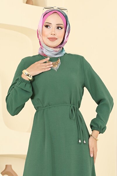 ModaMerve Beli Bağcıklı Aerobin Elbise 5004MDA386-MS Çağla