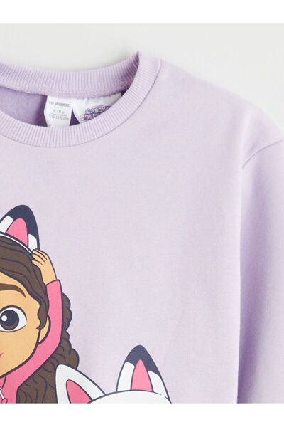 LC Waikiki LCW Kids Bisiklet Yaka Gabby's Dollhouse Baskılı Kız Çocuk Sweatshirt ve Tayt