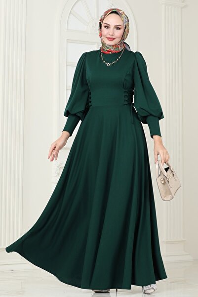 ModaMerve Side Lace-Up Scuba Dress 4608Alg474-Ms Emerald