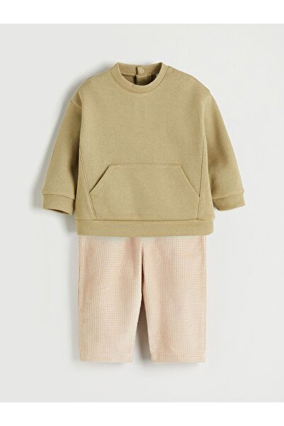 LC Waikiki LCW baby Bisiklet Yaka Erkek Bebek Sweatshirt ve Pantolon 2'li