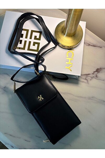 KAYA LUXE siyah kadın çapraz askılı telefon bölmeli cüzdan çanta