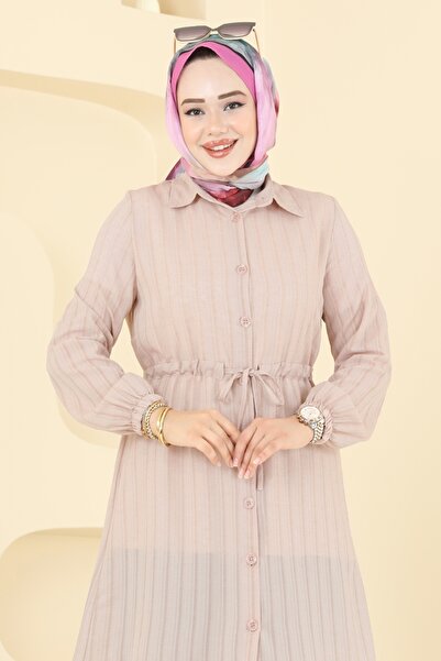 ModaMerve Beli Tünelli Tesettür Tunik 3061KTR750-MS Bej