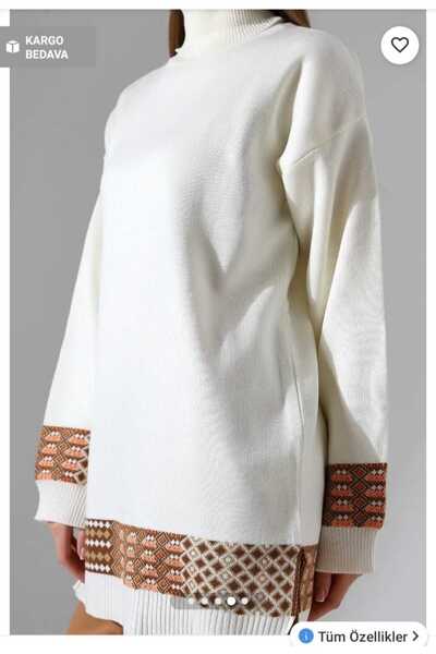 Özman Butik Ekro Oversized Knit Sweater