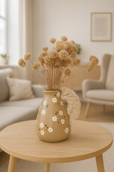 Nuoves Çiçek Desenli İskandinav Vazo