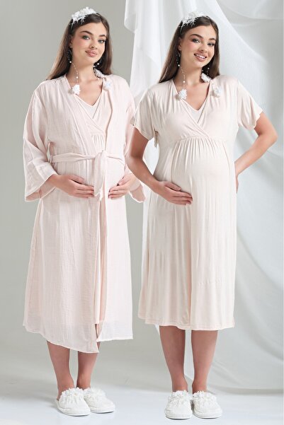 Lohusa Homewear Set de 2 cămăși de noapte pentru maternitate și postpartum, d...