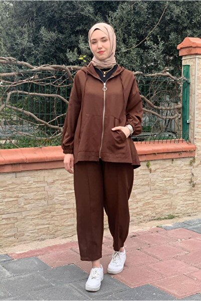 Moda Rosa 26K2264 - Brown - Zippered Jacket Basic Set