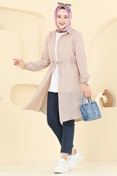 ModaMerve Beli Tünelli Tesettür Tunik 3061KTR750-MS Bej