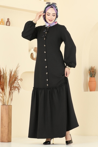ModaMerve Sofia Dress with Ribbon Detail 4115Pm271-Ms Black