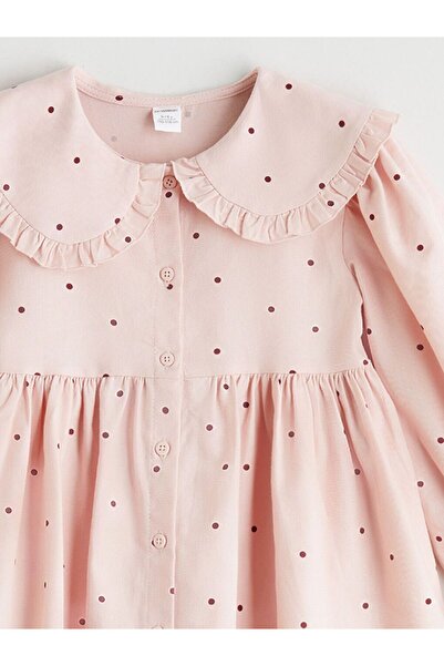 LC Waikiki LCW Kids Bebe Yaka Puantiyeli Kız Çocuk Elbise