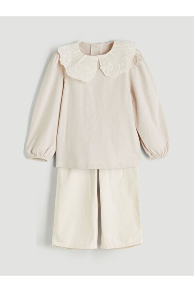 LC Waikiki Lcw Baby Bebe Collar Baby Girl Blouse and Pants 2-Piece Set