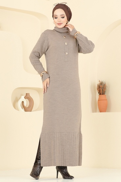 ModaMerve Accessory Buttoned Knitwear Dress 8362Kl398-Ms Vision