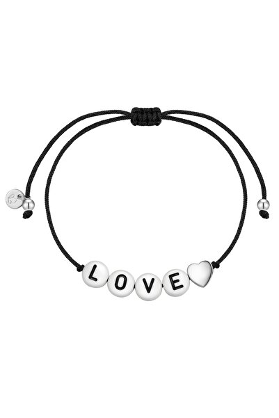 Glanzstücke München Textilarmband Armband Sterling Silber Textil (schwarz)