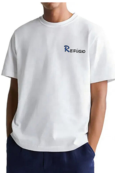 barsdepo Μπλουζάκι με στάμπα Refúgio, Oversize Unisex Λευκό T-Shirt Παιδικό / Ενήλικες