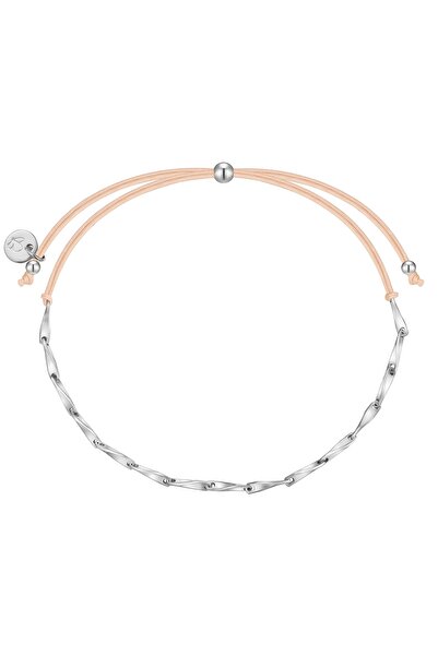 Glanzstücke München Textilarmband Armband Sterling Silber Textil (beige)