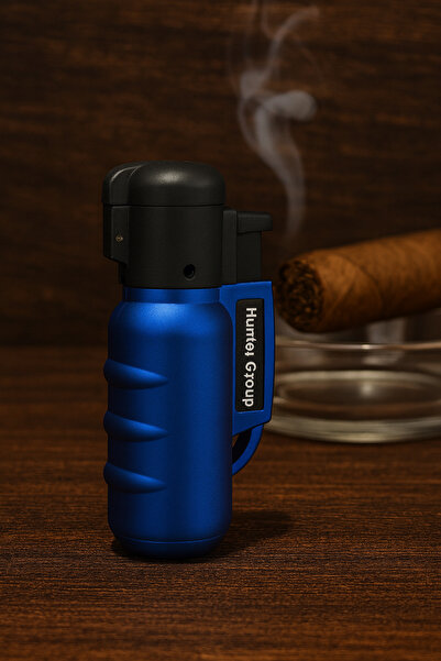 Hunter Group Metal Gövdeli Turbo Alevli Çakmak – Mavi