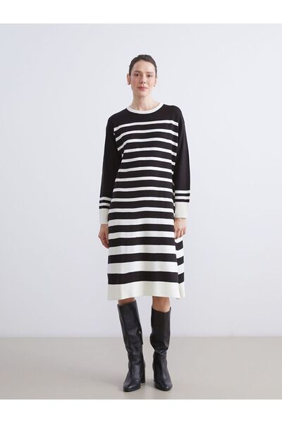 LC Waikiki Lcw Grace Crew Neck Striped Knitwear Dress