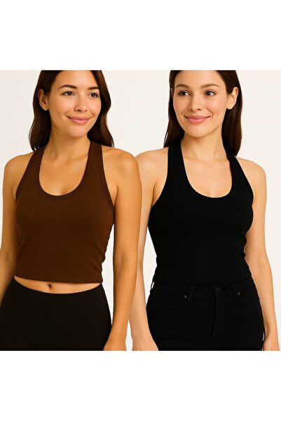 ingegno Body Women's 95% Viscose Knitted Ring Fabric Halter Neck Crop Body