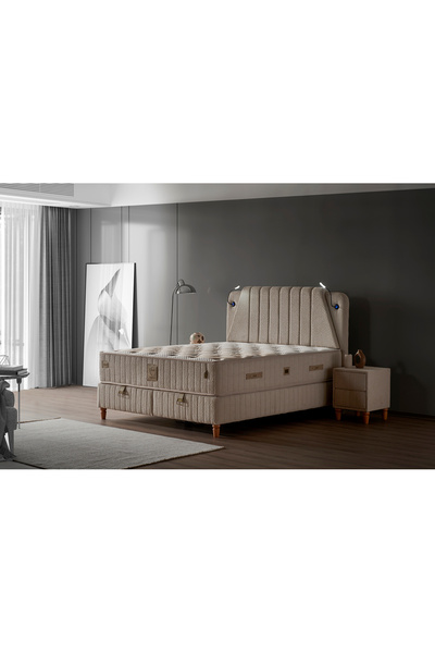 Mobilya Dükkanım Barlas 160x200 Çift Kişilik Yatak, Baza, Başlık Seti