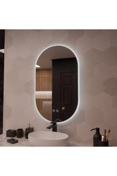 OPTIM DEKO Oglindă ovală cu LED 50 x 80 cm Llexort, tactilă, sistem anti-abur...