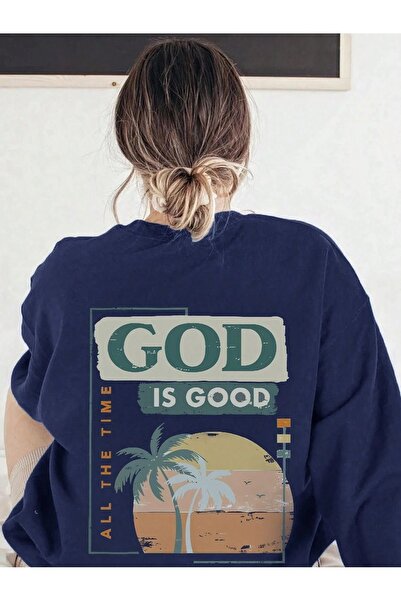 coolart Φούτερ Is Good Palmiye - Μπλε ναυτικό με στάμπα, oversized, με λαιμόκ...