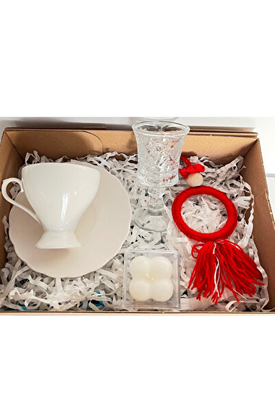 adin tasarım Single Person Cup Set 6 Pieces Christmas Coffee Cup Keychain Candle Snack Holder Gift Set with Stand