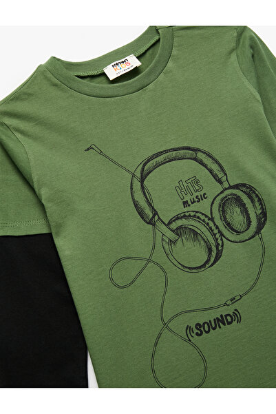 Koton Βαμβακερό μακρυμάνικο T-shirt με λαιμόκοψη