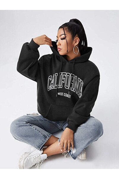 Mythologie Суитшърт от Западното крайбрежие на Калифорния - черна суичър с качулка с оребрени щампи