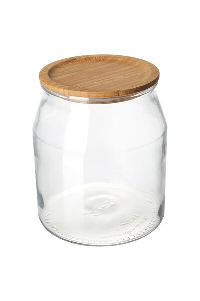 IKEA FRAKTA 365+ 20 Cm 3,3 Lt Bambu Yuvarlak Kapaklı Vakumlu Cam Gıda Saklama Kavanozu Kabı Kavanoz Kap