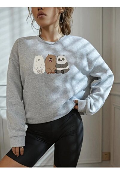 modaberry Hanorac oversize pentru femei cu imprimeu Bears Friends