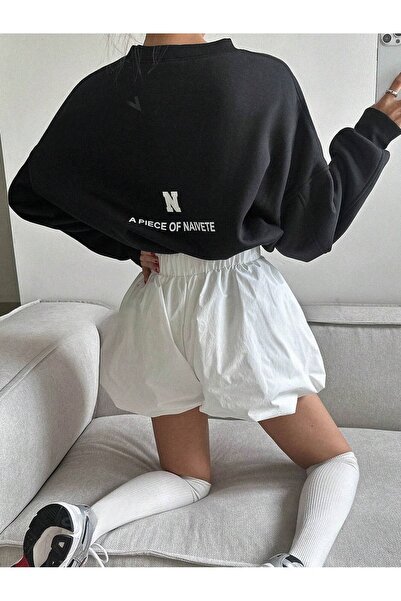 modaberry Φούτερ N Naivete - Μαύρο με στάμπα Oversize με λαιμόκοψη ποδηλατικο...