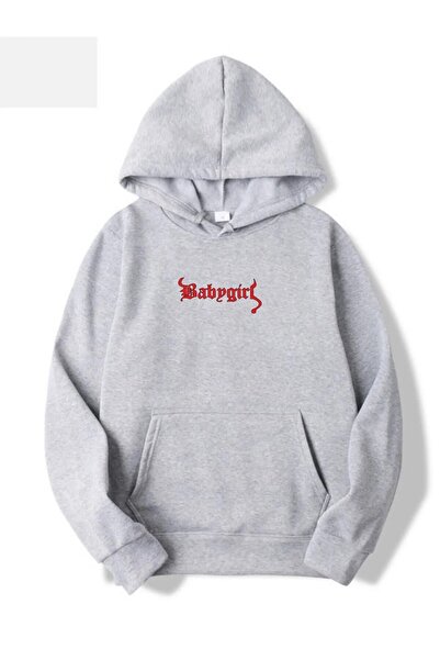 modaberry سويت شيرت بيبي جيرل كبير الحجم بغطاء للرأس باللون الرمادي للجنسين