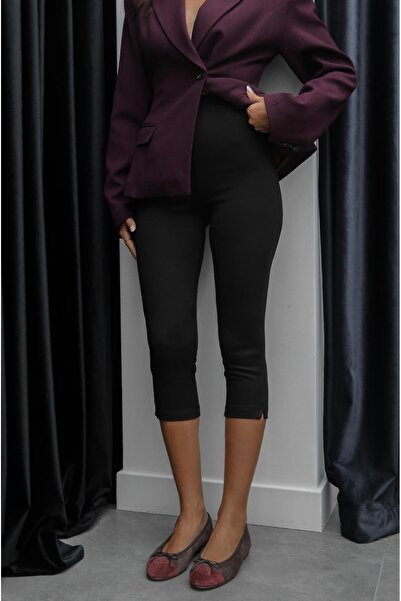 Havoş Black Elastic Waist Capri Leggings